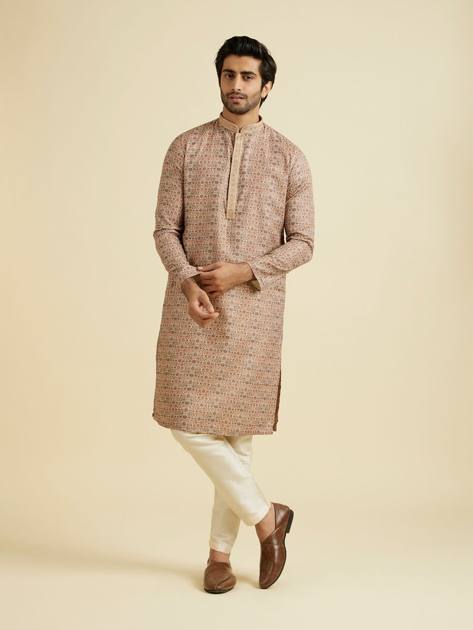 Manyavar Men Fawn Elegance Kurta Pajama