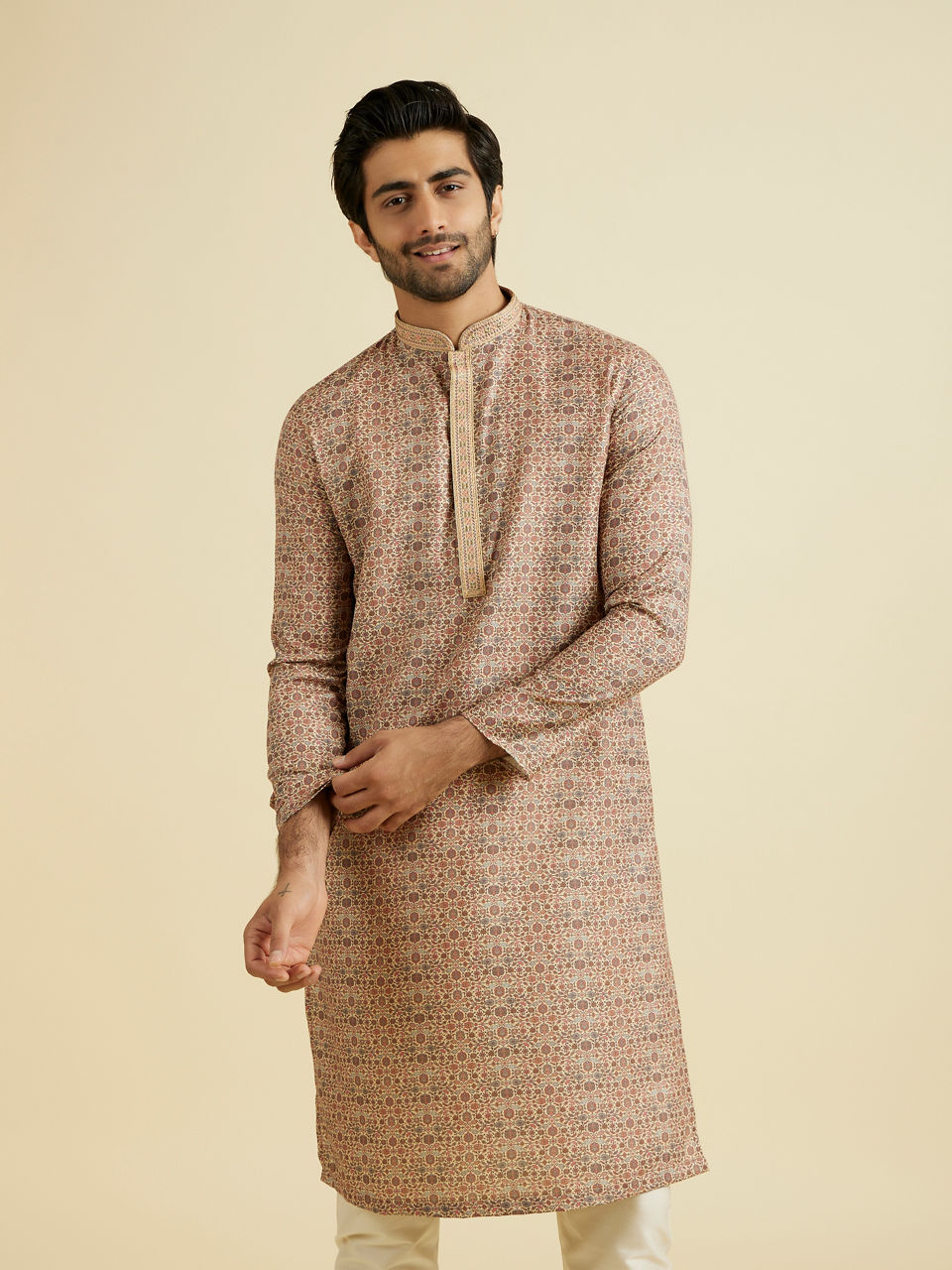 Manyavar Men Fawn Elegance Kurta Pajama