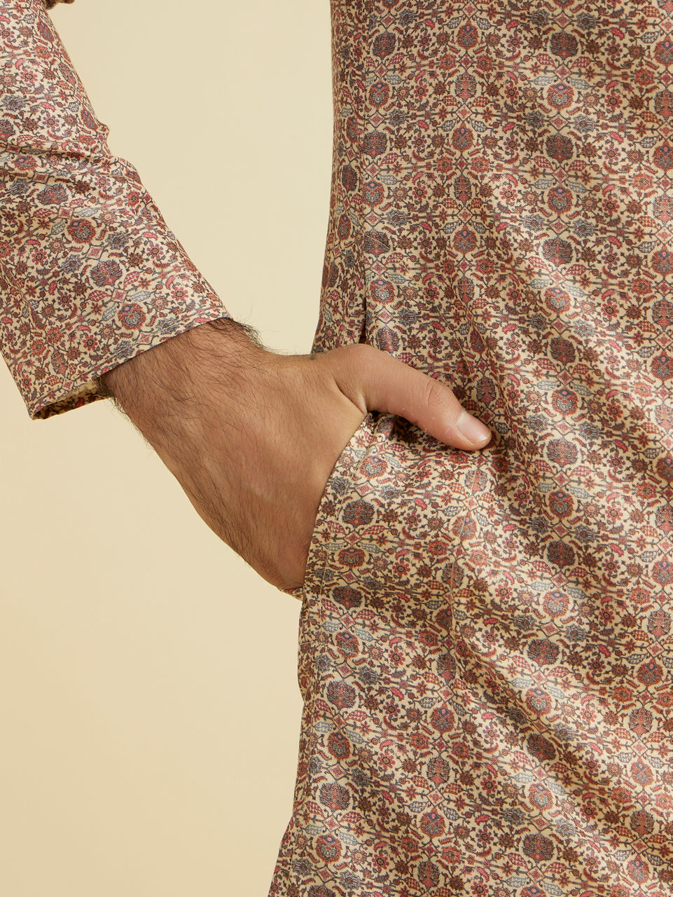 Manyavar Men Fawn Elegance Kurta Pajama