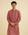 Manyavar Men Rust Red Floral Jaal Patterned Kurta Set image number 0