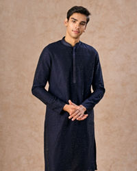Manyavar Men Mystic Dark Blue Kurta Pajama Set