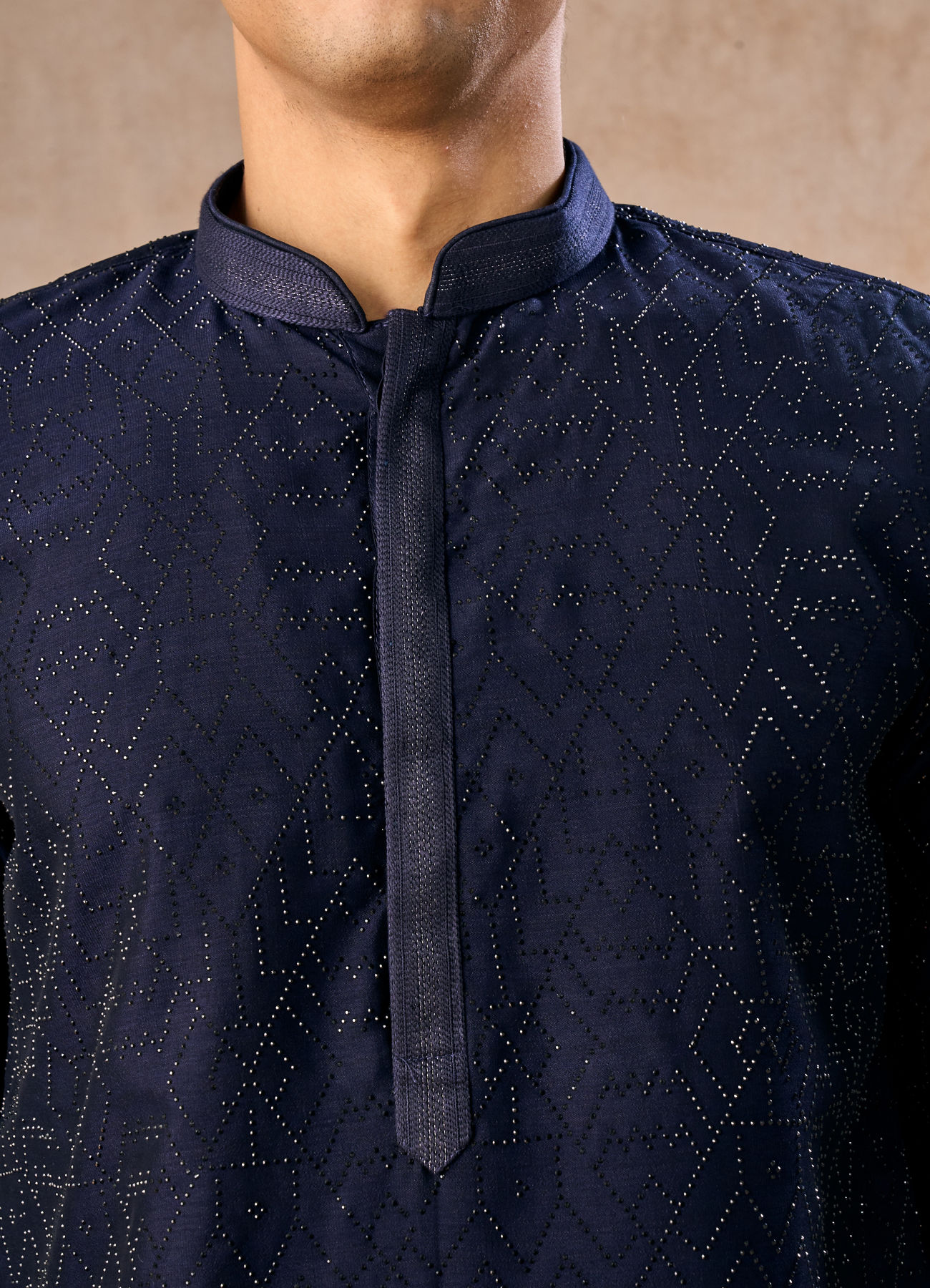 Manyavar Men Mystic Dark Blue Kurta Pajama Set