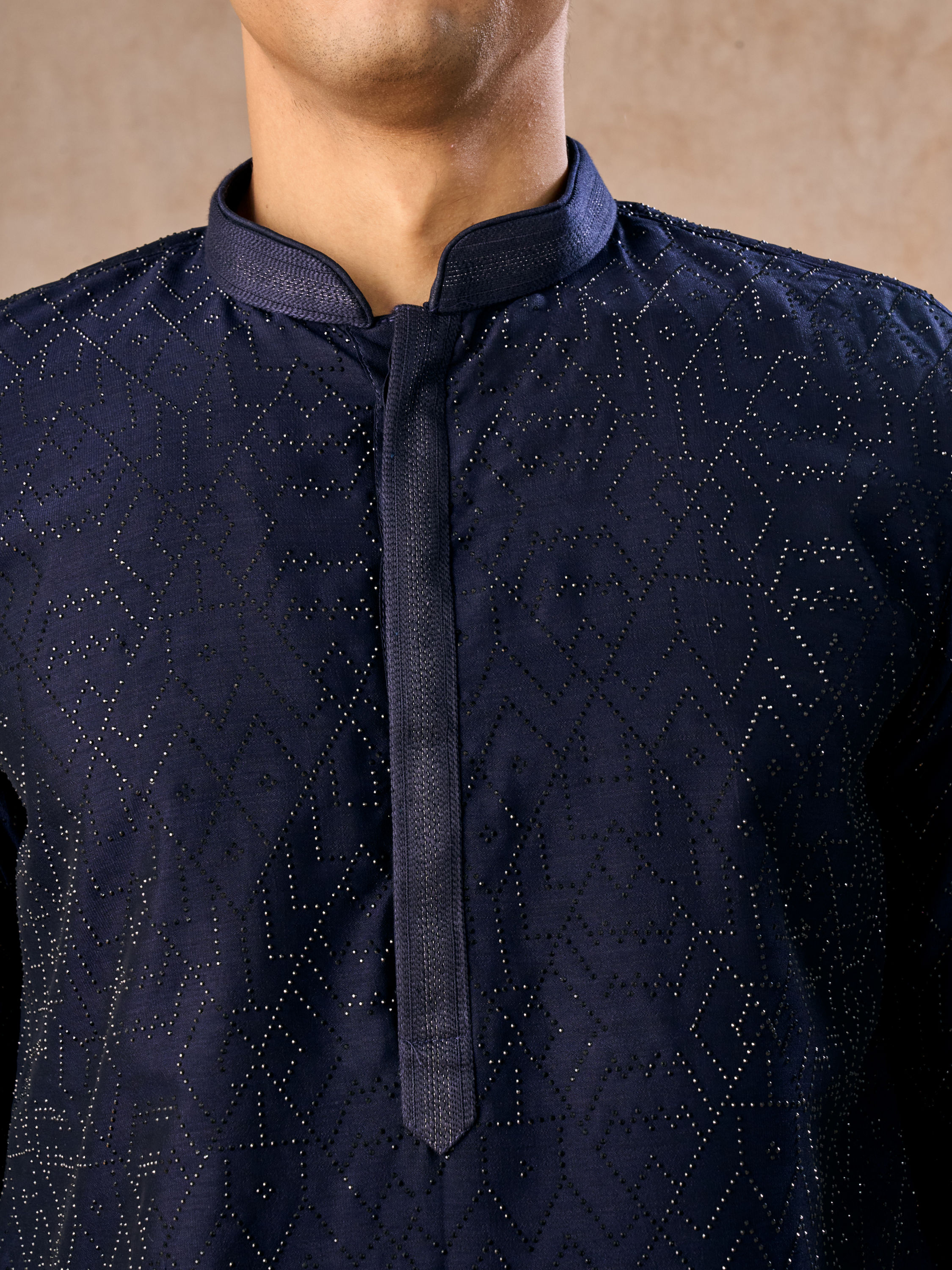 Manyavar Men Mystic Dark Blue Kurta Pajama Set