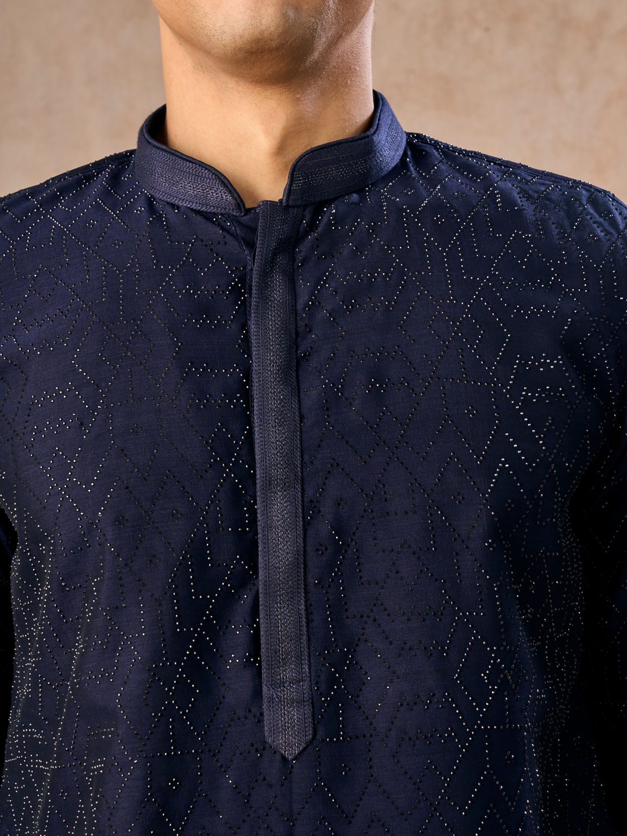 Manyavar Men Mystic Dark Blue Kurta Pajama Set