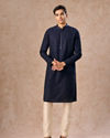 Manyavar Men Mystic Dark Blue Kurta Pajama Set