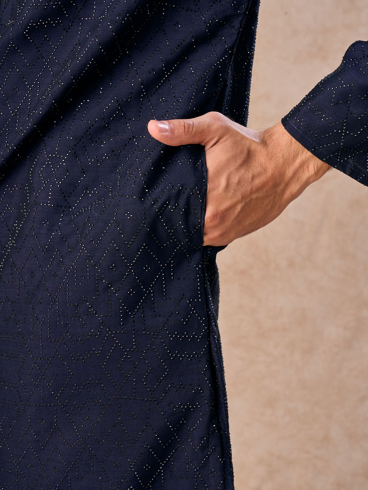 Manyavar Men Mystic Dark Blue Kurta Pajama Set