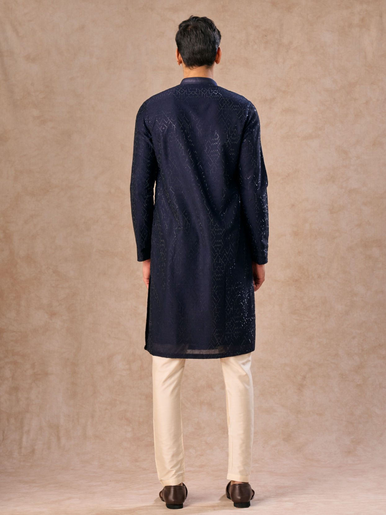 Manyavar Men Mystic Dark Blue Kurta Pajama Set