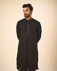 Manyavar Men Black Elegance Kurta Pajama