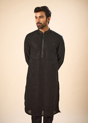 Manyavar Men Black Elegance Kurta Pajama