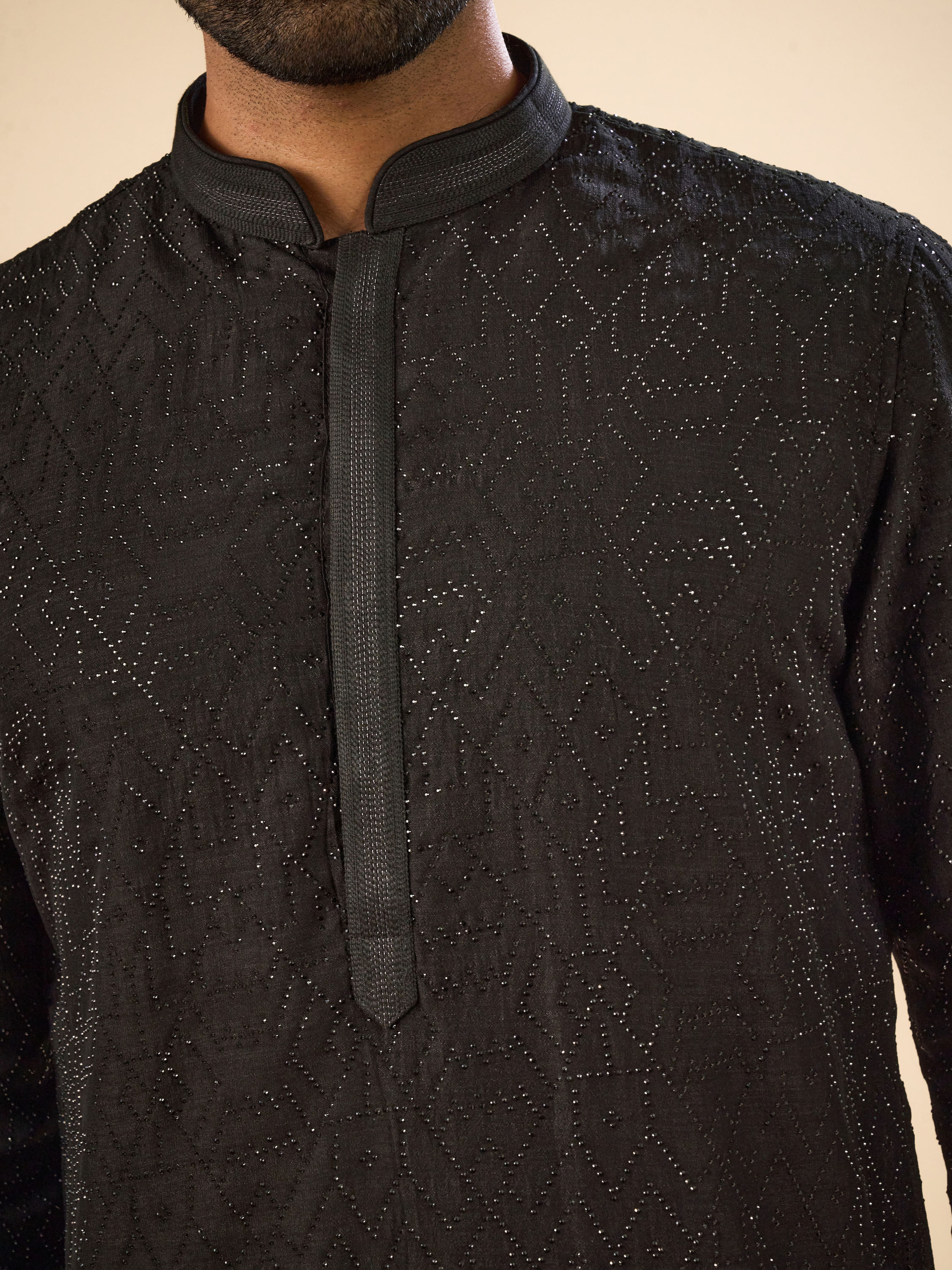 Manyavar Men Black Elegance Kurta Pajama