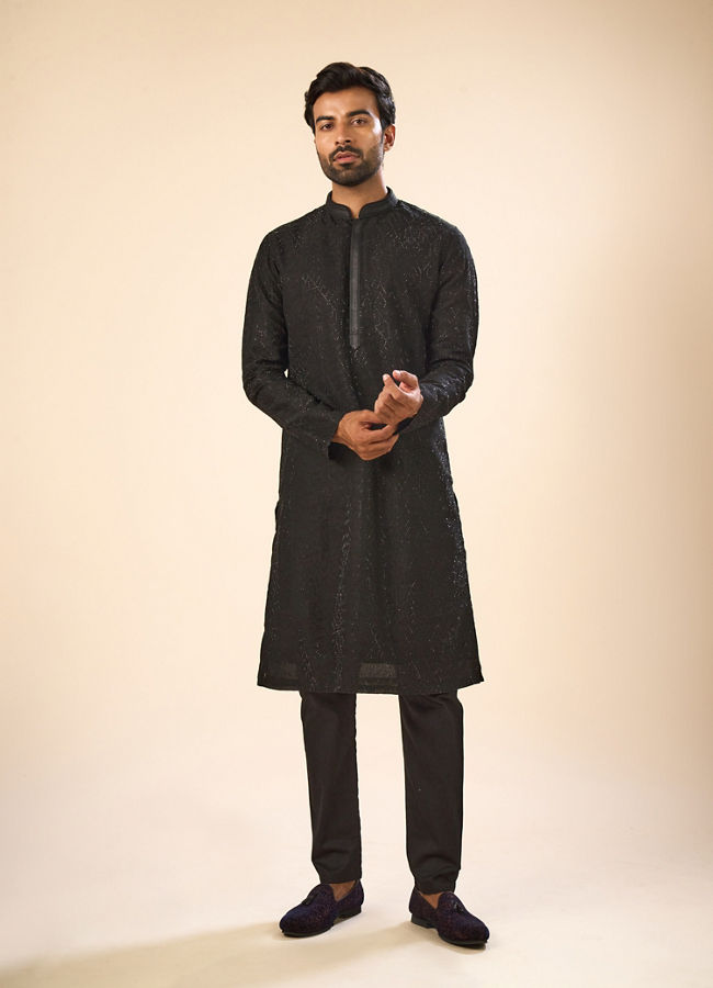 Manyavar Men Black Elegance Kurta Pajama