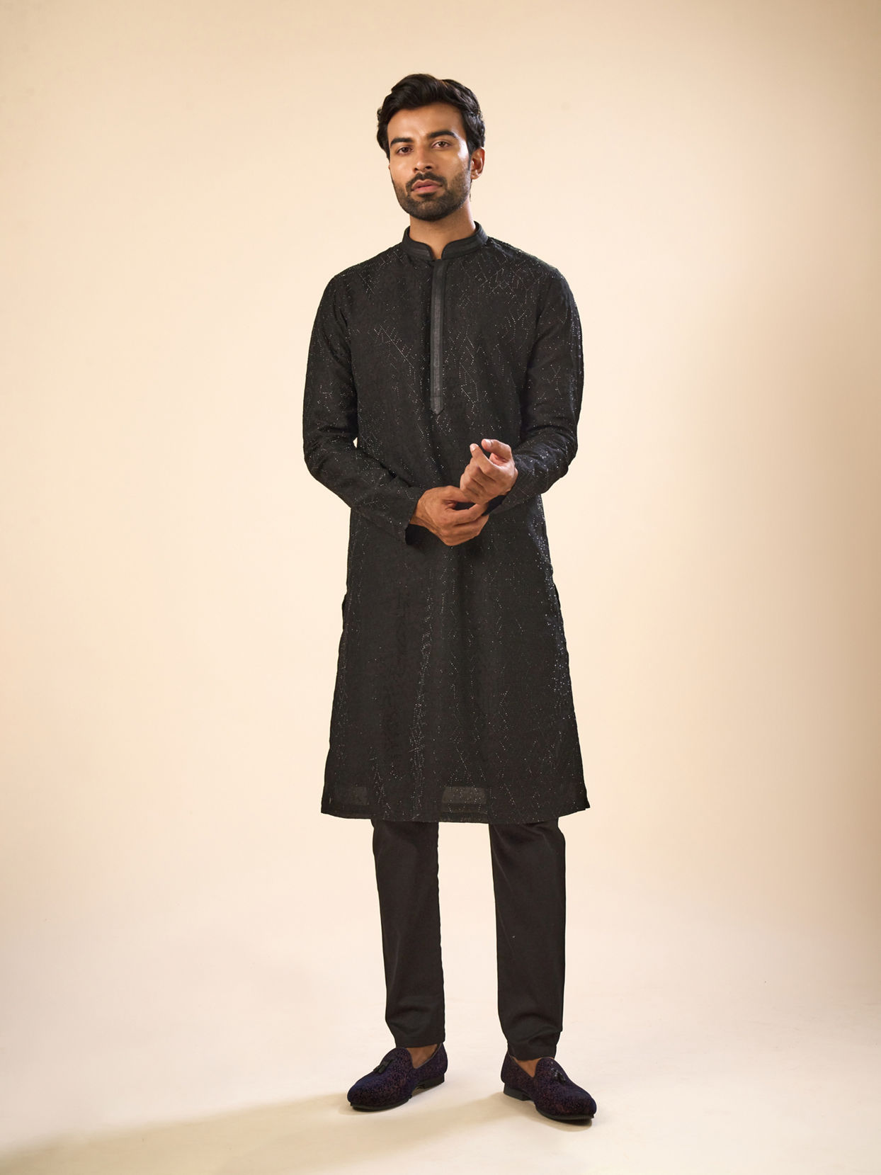 Manyavar Men Black Elegance Kurta Pajama