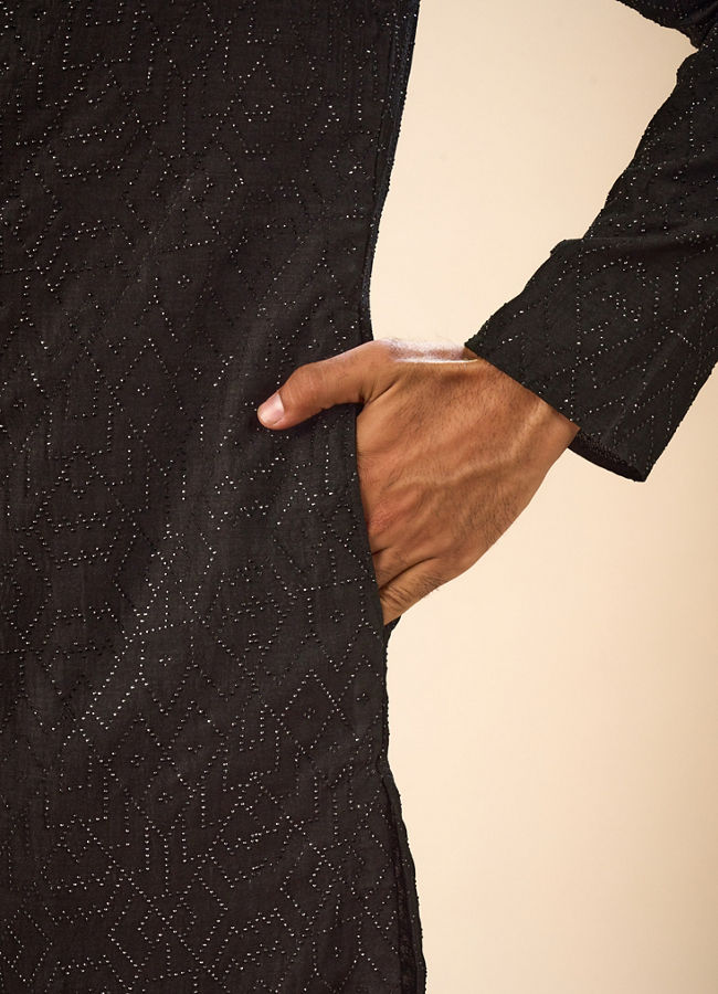 Manyavar Men Black Elegance Kurta Pajama