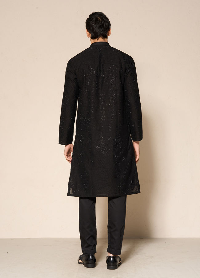 Manyavar Men Black Elegance Kurta Pajama