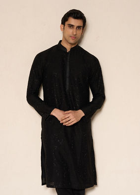 Manyavar Men Black Elegance Kurta Pajama
