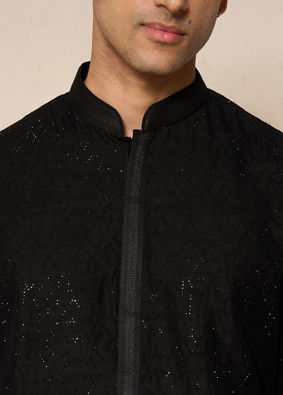 Manyavar Men Black Elegance Kurta Pajama