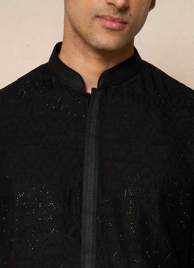 Manyavar Men Black Elegance Kurta Pajama