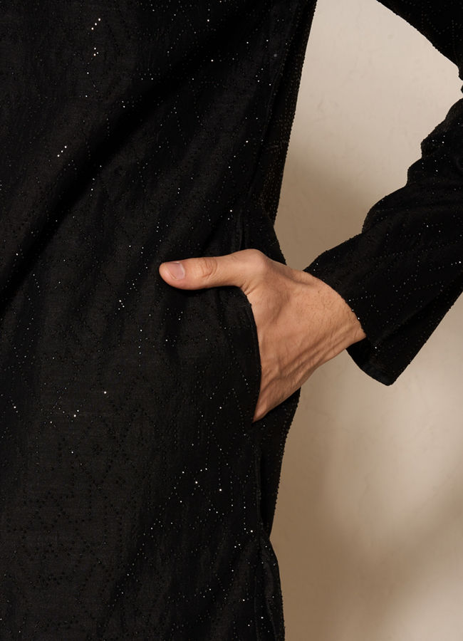 Manyavar Men Black Elegance Kurta Pajama