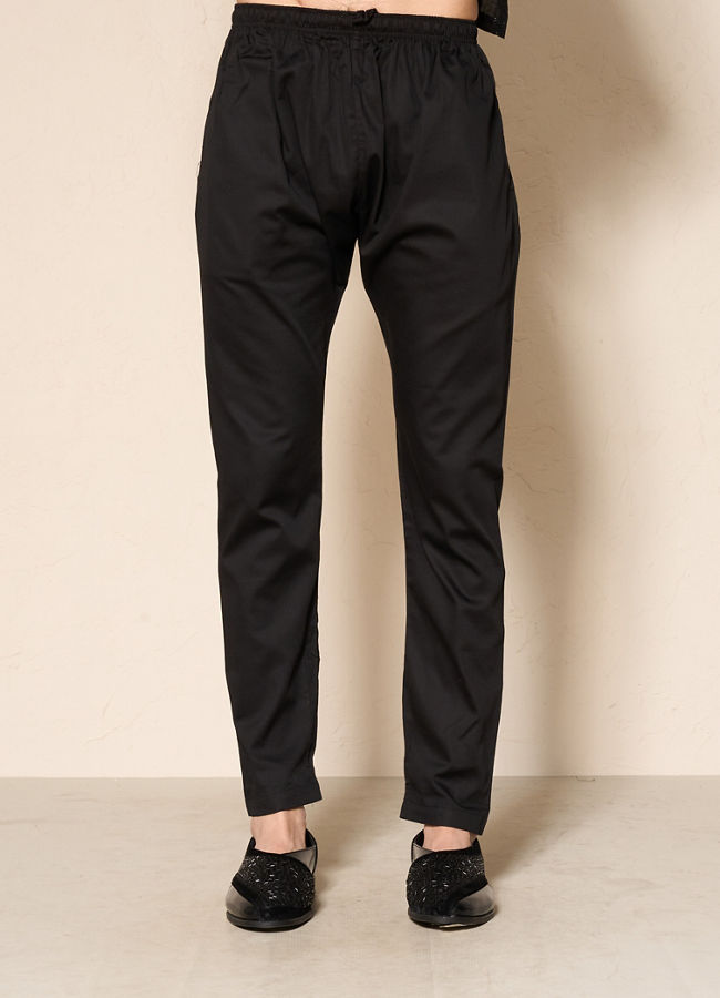 Manyavar Men Black Elegance Kurta Pajama