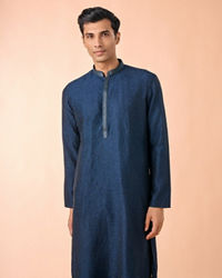 Manyavar Men Teal Blue Elegance Kurta Pajama