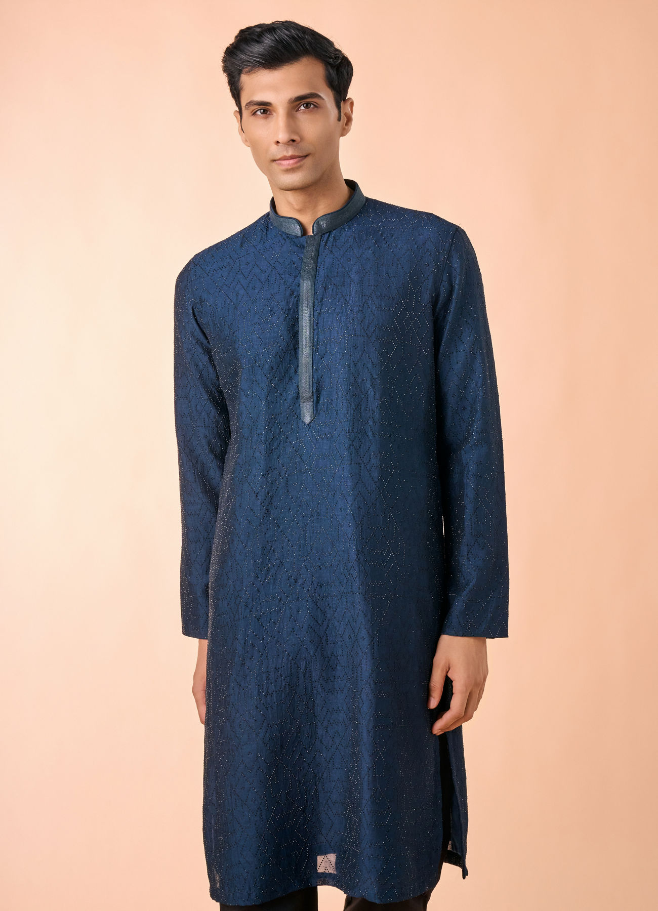 Manyavar Men Teal Blue Elegance Kurta Pajama