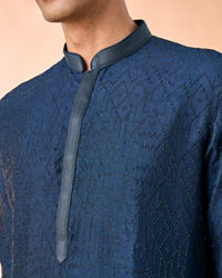 Manyavar Men Teal Blue Elegance Kurta Pajama