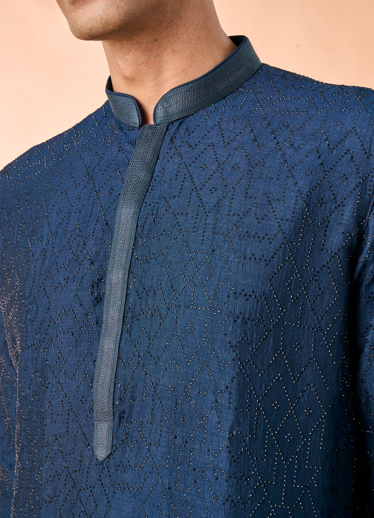 Manyavar Men Teal Blue Elegance Kurta Pajama