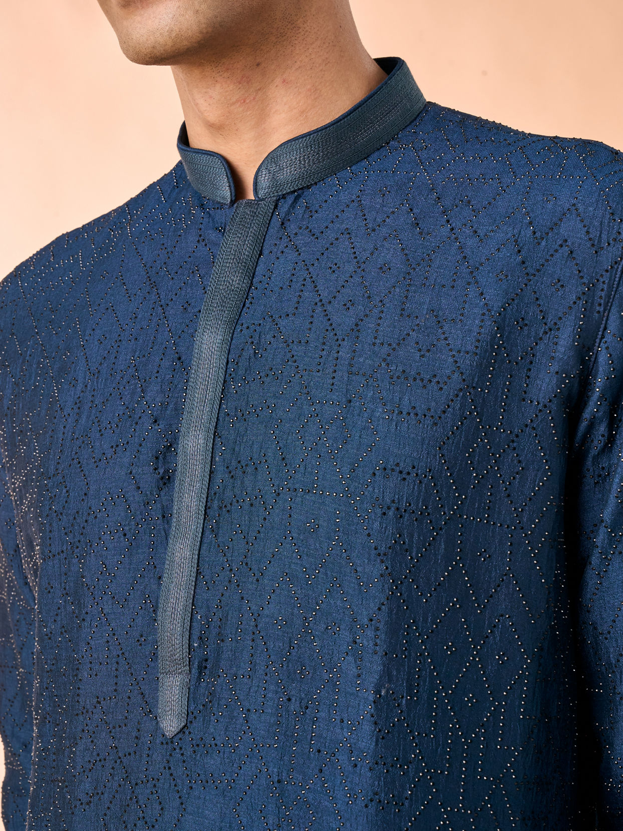 Manyavar Men Teal Blue Elegance Kurta Pajama