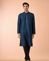 Manyavar Men Teal Blue Elegance Kurta Pajama