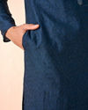 Manyavar Men Teal Blue Elegance Kurta Pajama