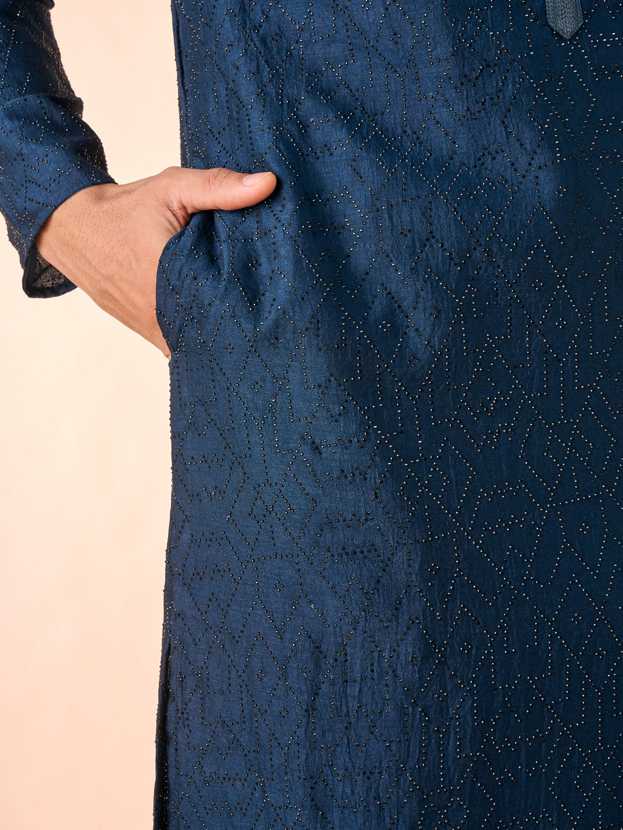 Manyavar Men Teal Blue Elegance Kurta Pajama