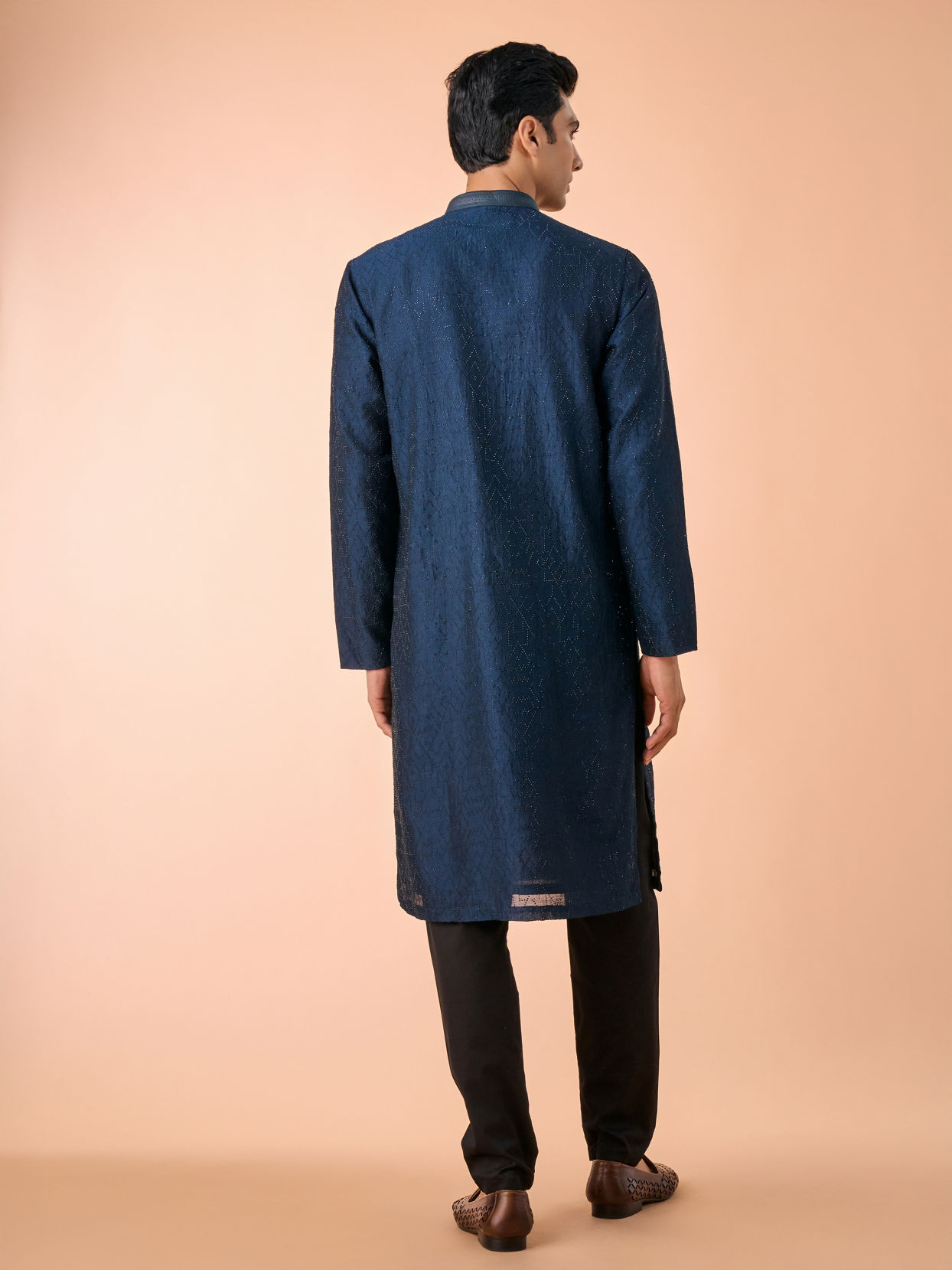 Manyavar Men Teal Blue Elegance Kurta Pajama