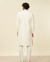 Manyavar Men Warm White Scallop Shell Patterned Sherwani Set