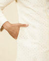 Manyavar Men Warm White Scallop Shell Patterned Sherwani Set