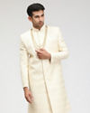 Manyavar Men Sea Shell White Self Design Sherwani
