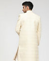 Manyavar Men Sea Shell White Self Design Sherwani