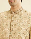 Manyavar Men Fawn Embroidered Sherwani
