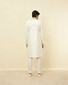 Manyavar Men Pearled Ivory White Bel Buti Patterned Sherwani Set