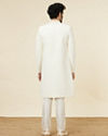 Manyavar Men Antique White Floral Patterned Sequined Sherwani Set
