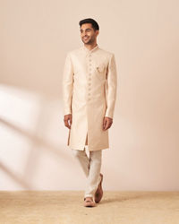 Manyavar Men Ivory Sequins Embroidered Sherwani with Dupatta