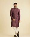 alt message - Manyavar Men Wine Brocade Majestic Sherwani image number 2