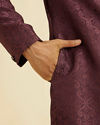 Manyavar Men Wine Red Medallion Patterned Sherwani Set