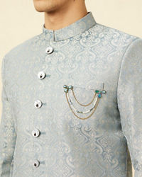 Manyavar Men Blissful Blue Medallion Patterned Sherwani Set