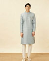 alt message - Manyavar Men Blissful Blue Medallion Patterned Sherwani Set image number 2