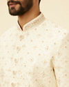 Manyavar Men Cream Hand Embroidered Sherwani
