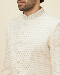 Manyavar Men Cream Sequined Buta Patterned Sherwani Set