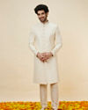 Manyavar Men Cream Sequined Buta Patterned Sherwani Set