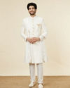 Manyavar Men Classic Cream Patterned Sherwani Set