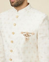 Manyavar Men Classic Cream Patterned Sherwani Set