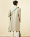 alt message - Manyavar Men Green Brocade Jacquard Embroidered Sherwani image number 4